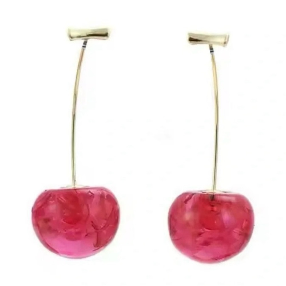 Anthropologie Cherry Red Drop  Earrings | New - Picture 3 of 11